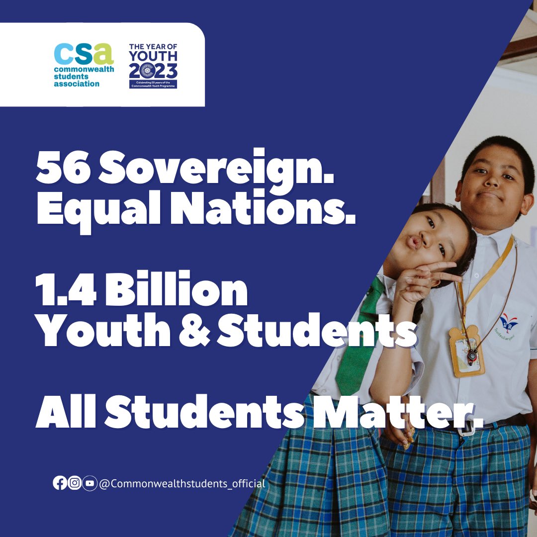 CwealthStudents's tweet image. All Students Matter ✨

The CSA represents students at all levels:

✅Early Childhood 
✅Primary Level Education 
✅Secondary Level 
✅Post Secondary including public and private universities, vocational schools, community colleges 

#YearofImpact #YearofYouth #students