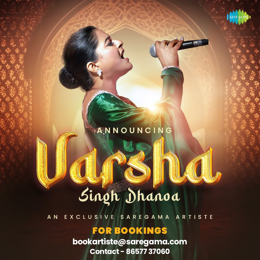 saregamaglobal's tweet photo. Prepare to be swept away by the enchanting voice, electrifying charisma and queen of versatility, #VarshaSinghDhanoa, our newest artiste, as we welcome her to the Saregama family!

#Sidakumar #Varkeypatani9 #Eshamehra07
#Misscheeww #Basicallyud #ShefaliJuneja28 #Aryaguptamusic #KanishkaSinghh #Aabhimanyu #Cptobviass #DeepikaRai 

#Saregama #SaregamaMusic #ExclusiveArtist #Music #VarshaSinghDhanoa