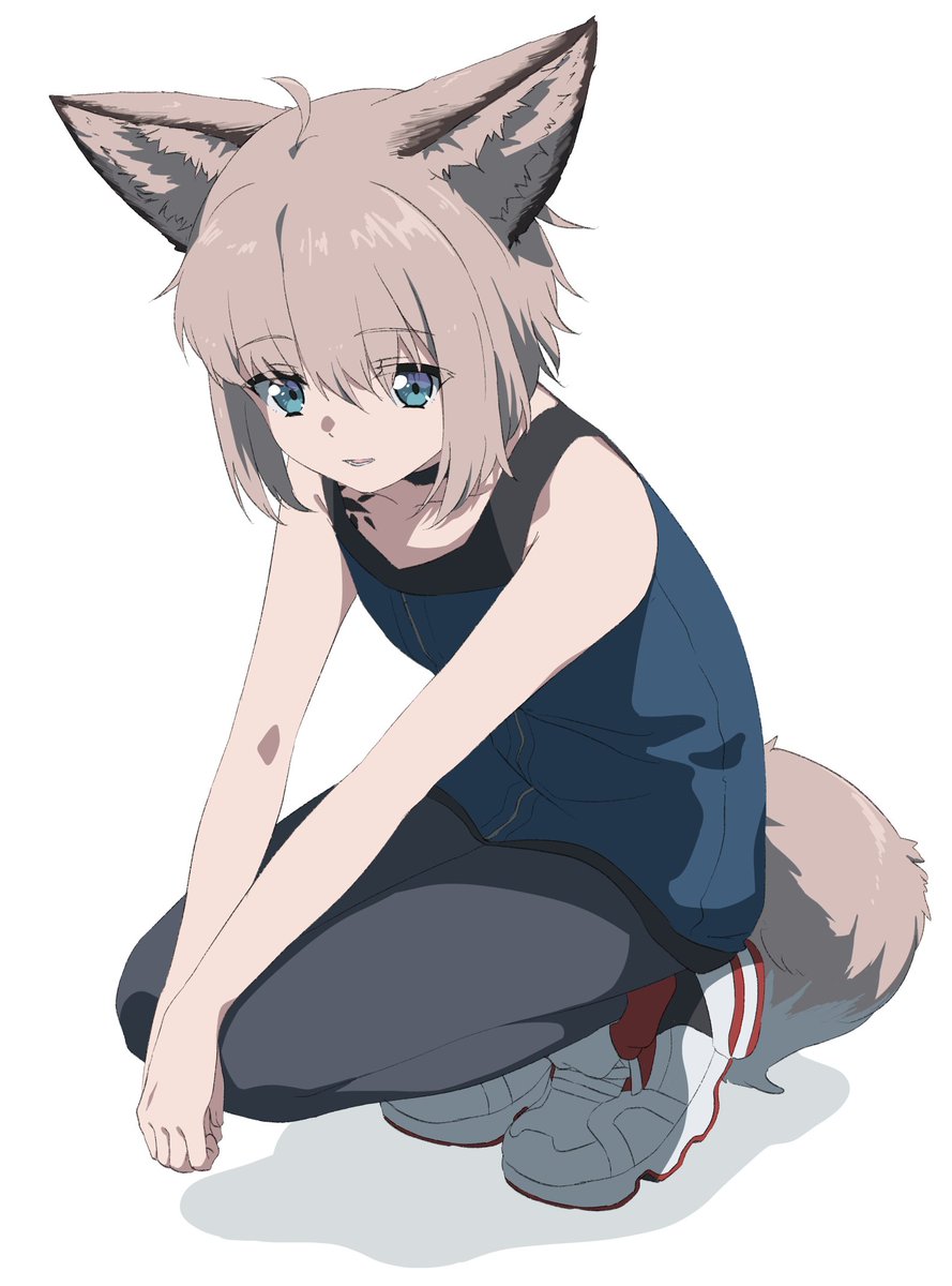sussurro (arknights) 1girl solo animal ears tail fox ears ahoge blue eyes  illustration images