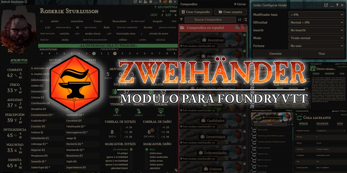 Ed77Mundos's tweet photo. ¿Quieres disfrutar de partidas Sombrías y Peligrosas con #ZweihanderRPG de forma online? Ahora lo tienes más fácil con el módulo para Foundry VTT disponible. Eso si, las heridas seguirán sin curarse con una siesta...😈
Gracias a @Viriato139adc por su labor
https://t.co/NXV6lDAcfC https://t.co/BTpvNr64AJ