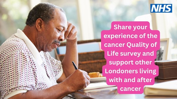 nclcancer's tweet photo. Have you taken part in the #NHS Cancer Quality of Life Survey? Would you be happy to share your experience of the survey with others across London? Find out more https://t.co/W6BhTSh5VA  #cancerQoL https://t.co/703ejXet5g