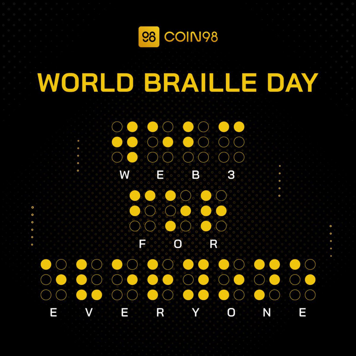 ✨ Celebrating #WorldBrailleDay, we honor the transformative power of Braille, making education accessible for the blind and partially sighted.

At #Coin98, we're dedicated to a similar mission in the digital world. We strive to empower individuals, ensuring effortless navigation