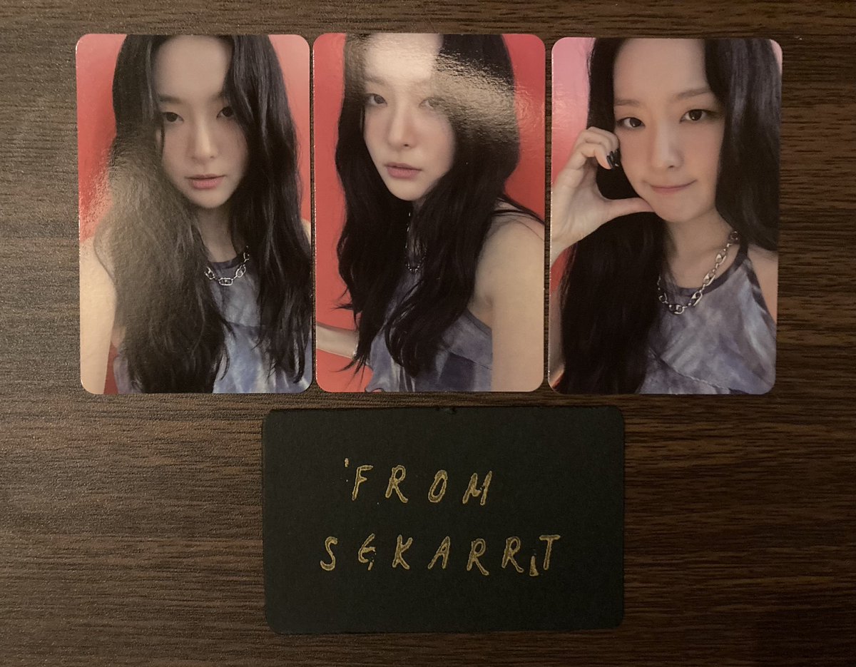 sgkarrt's tweet photo. ic interest check ph

seulgi 28 reasons unboxing event pc
↳ onhand 
↳ might sell as set
↳ reply/dm if inch

🏷️ wts lfb red velvet rv seulgi heart cheeks smtown and store pob photocard https://t.co/6mhiZD5XrF