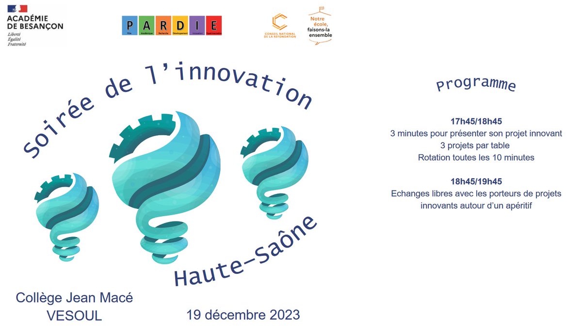 CardieBesancon's tweet photo. Retour sur la Soirée de l'Innovation de la Haute-Saône  du PARDIE de l'@acbesancon le mardi 19 décembre au collège Jean Macé de Vesoul : de nombreux échanges inspirants sur les projets innovants de la Haute-Saône. https://t.co/WyaTMTq4PM