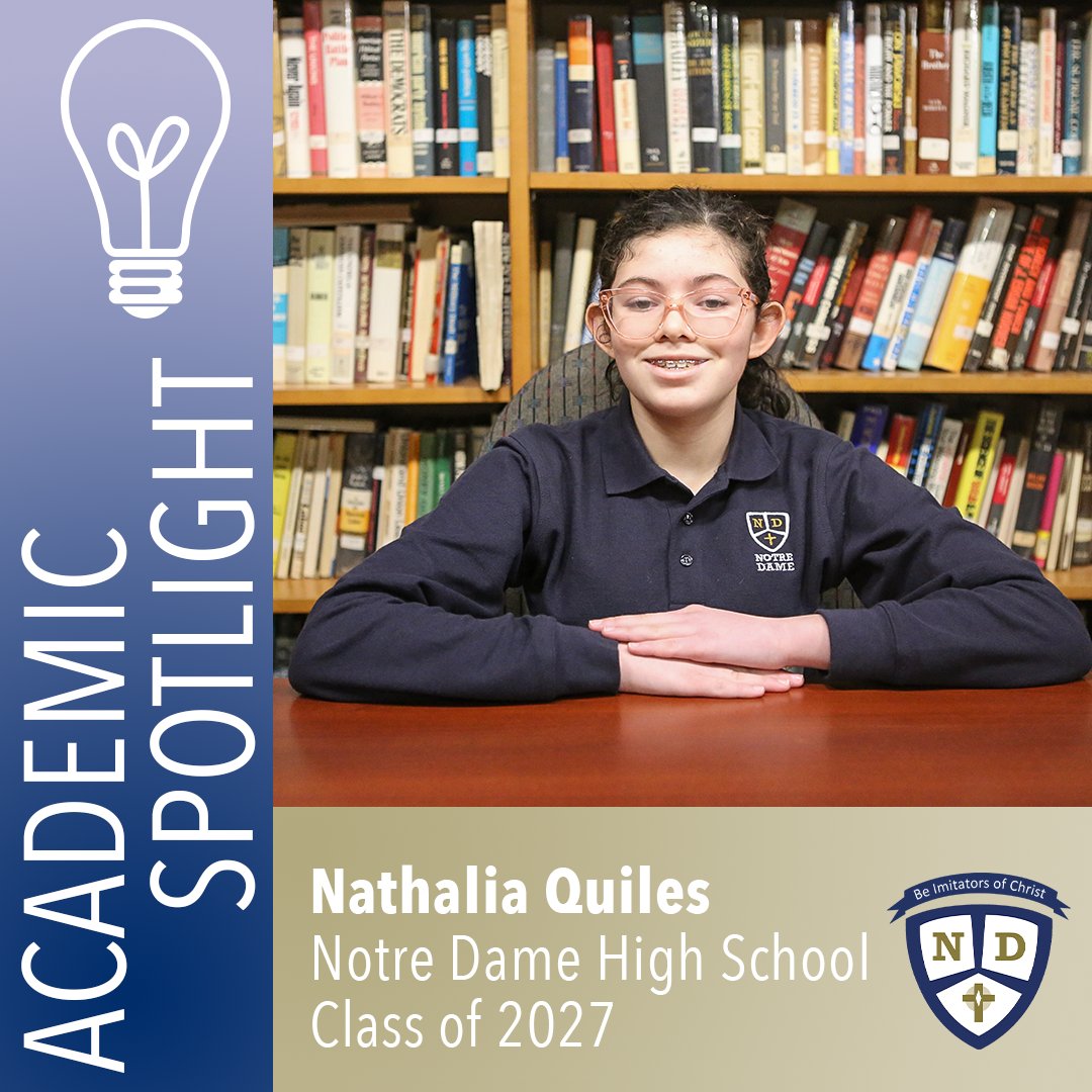 This week's Academic Spotlight is on freshman Nathalia Quiles, who was nominated by her English teacher, Mr. DelMoro! #AcademicSpotlight #LancerPride