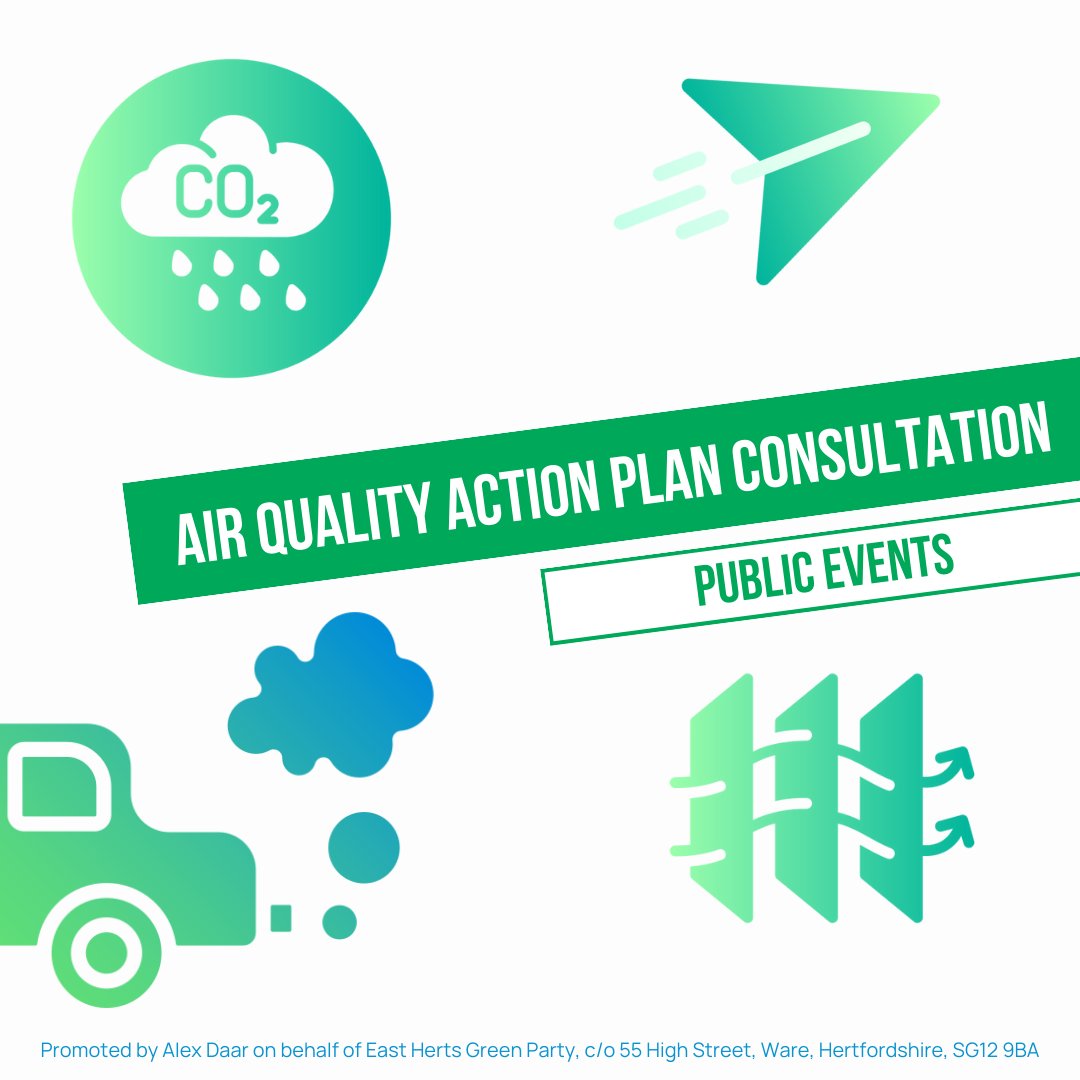 EastHertsGreen's tweet photo. There are a series of public discussions planned to explore how the #airquality in three Air Quality Management Areas can be improved. Please do come along to make a difference.

#healthythrivingcommunities https://t.co/EuXdTvhs8t