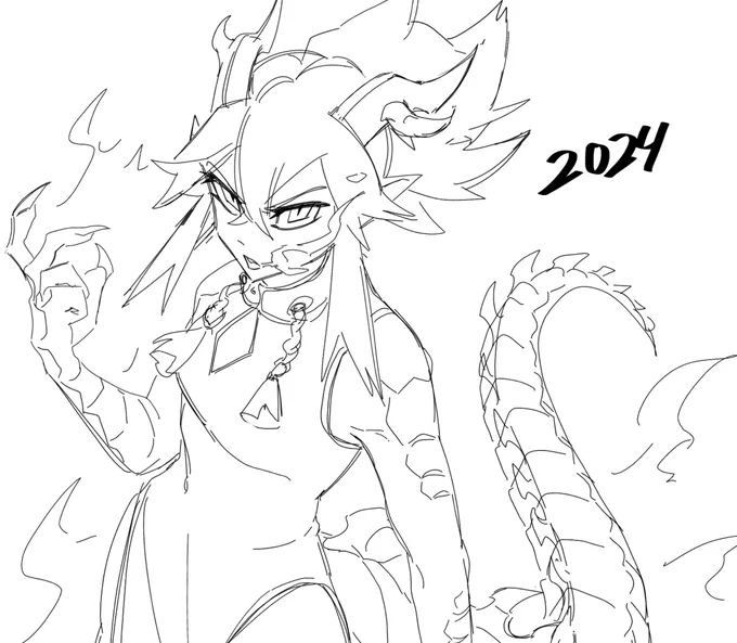 [Oc] Got inspired and doodled a dragon Tora for the New Years 😳 