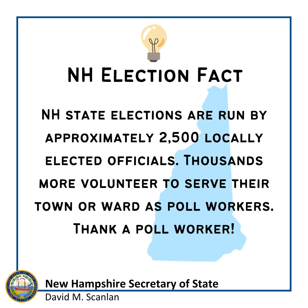 Did you know that state elections are run by approximately 2,500 locally elected officials? 

Thousands more volunteer to serve their town or ward as poll workers. Thank a poll worker! #ElectionFact