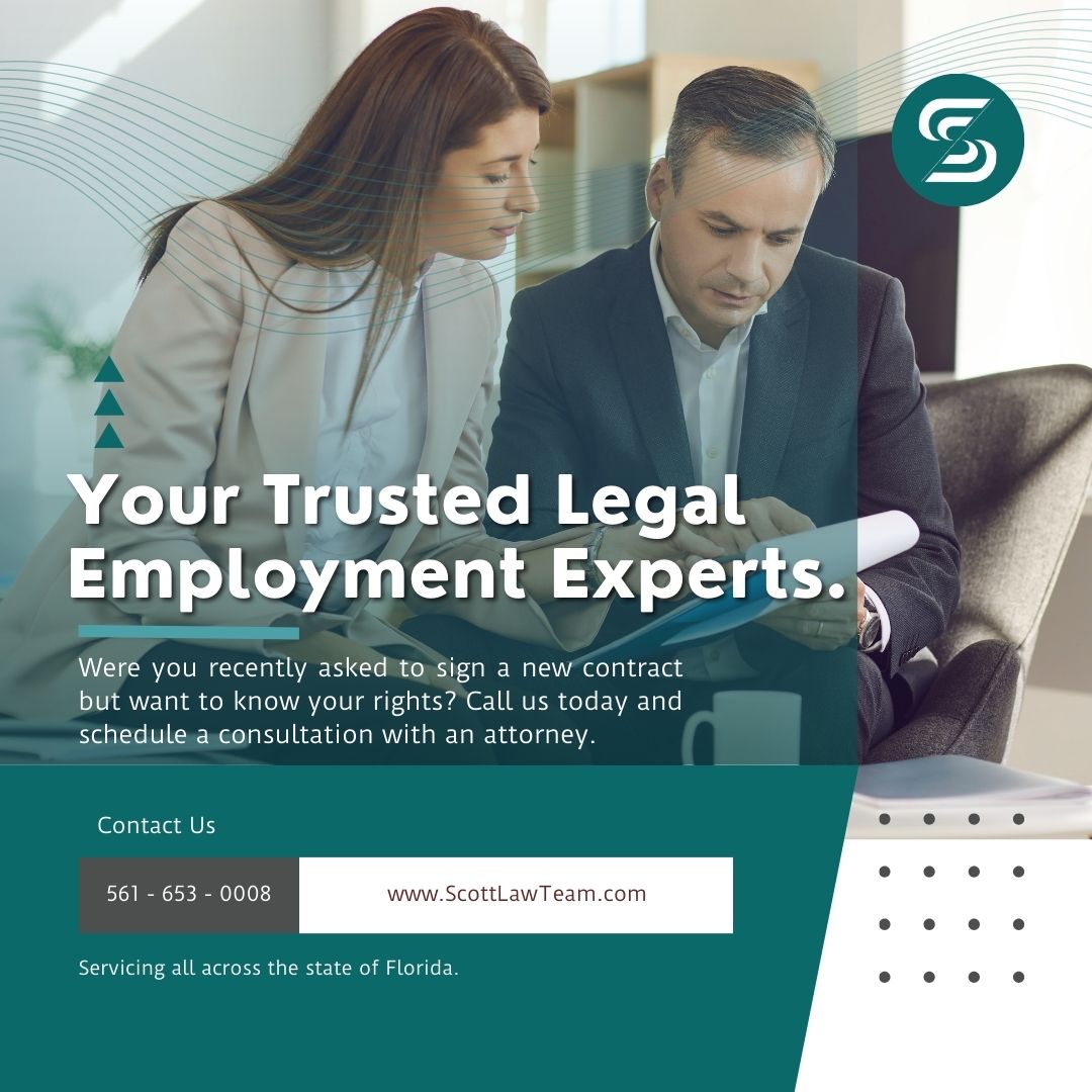 ScottLawTeam's tweet photo. New Year... New Contract? Call our office today to speak with an experienced employment expert - we've got you covered. 

#lawyers #laborlawyer #fllaborlawyer #TheEmploymentLawFirm #Employmentlawyer https://t.co/2k518JGxEG