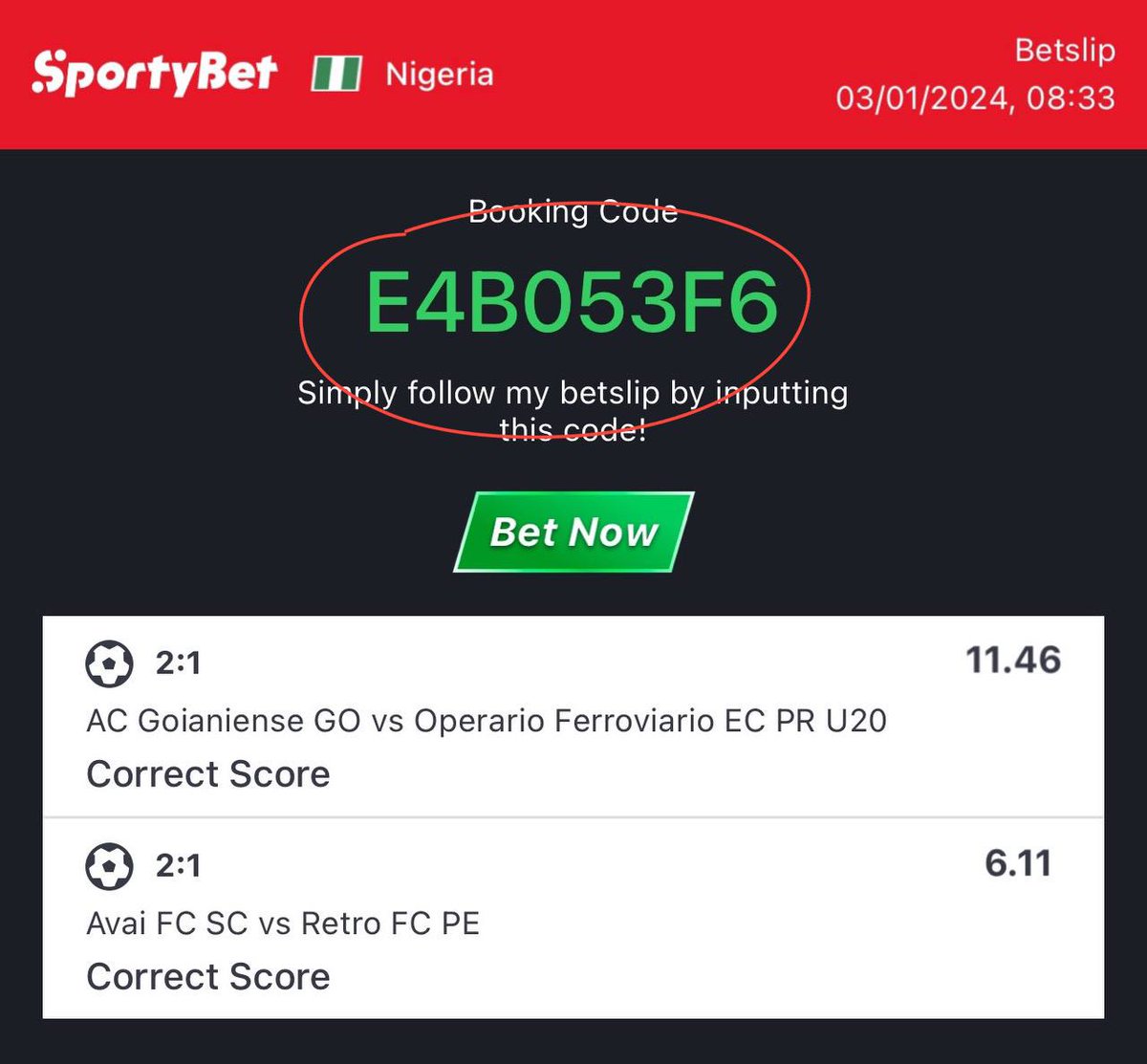 SUREFIXEMATCHES's tweet photo. CONGRATULATIONS ADMIN PERSONAL
WON SLIP ‼️‼️‼️

Go Confirm Booking Code 
👉 E4B053F6
FIXED IS FIXED NEVER DOUBT✅❤️

ENQUIRES👉 https://t.co/c1PpUdLXGV