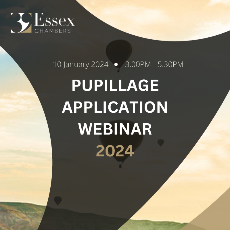 JOIN US! - PUPILLAGE APPLICATION WEBINAR 2024 📅 This webinar provides help and guidance to those interested in applying for pupillage at 39 Essex Chambers. Full programme schedule and Registration via: 39essex.com/events/pupilla… #Pupillage #Lega
