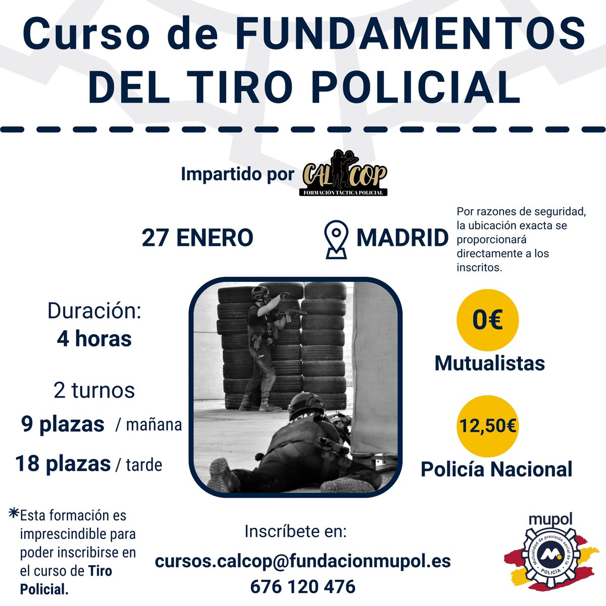 polimupol's tweet photo. 📢 ¿Sabías en qué consiste el Curso de #FundamentosDelTiroPolicial?

✅ Manipulaciones.
✅ Plataformas de disparo.
✅ Recargas.
✅ Control de distancias.

Si eres #Mupolista, puedes inscribirte de forma gratuita. También tenemos precios especiales para policías nacionales. https://t.co/ekSI1kXc7o