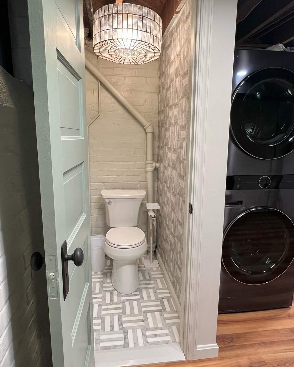 D_T_D_dmv's tweet photo. Sometimes, the smallest changes make the biggest impact in a space! Check out this basement powder room that we transformed! Before, it was very uninviting, cold, and almost dungeon-like! 🥴 The walls and floor were unfinished, the door was not working properly, and the toilet... https://t.co/2Hv5DRCdoF