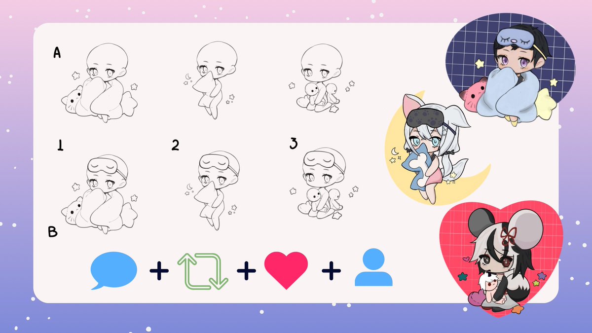 ˚ʚ♡ɞ˚ I’m trying to draw a lot more this year so please drop your png/oc and which one you prefer. I’ll try to draw as many as I can!  

Much love to 
<a href="/MunchiTime_/">MunchiTime 😇🐷 Vtuber</a> <a href="/Aethersen/">emmi</a> <a href="/kimicchi_ch/">kimicchi 🦴戊 貴美子</a> for letting me draw them! 

#freeart #ych #oc