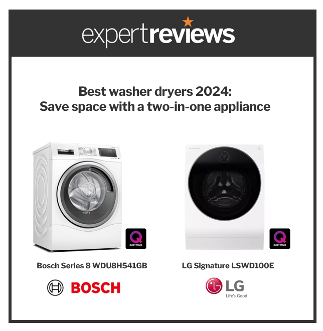 Great to see two Quiet Mark certified appliances make @expertreviews' list of 'Best Washer Dryers 2024' 🏅LG Signature LSWD100E Washer Dryer 🏅Bosch Series 8 WDU8H541GB Read the article in full here: expertreviews.co.uk/home-appliance… #QuietMark #FindYourQuiet #Bosch #LG