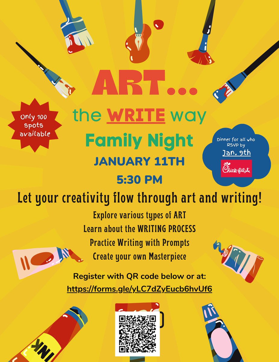 Join us Thursday, 1/11 for ART, the WRITE way! Register to secure a canvas and dinner...we hope to see you there! forms.gle/HMF2bsSWDG6fY9… <a href="/HCS_TitleI/">HCS Title I Program</a>
<a href="/HamptonCSchools/">Hampton City Schools</a> <a href="/JaradM/">Jarad Munroe</a>