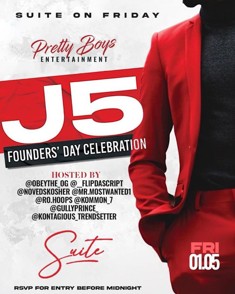 _TakeIII's tweet photo. OFFICIAL J5 FOUNDERS DAY CELEBRATION
Jan. 5th, 2024 ♦️ @suiteloungeatl

Free RSVP in my Bio 🎟️
Ladies Free Til 11pm 👠
Nupes Free Til 12pm 🤝🏾
Sections Available (706) 372-7665 📲 or DM @ Kontagious_Trendsetter on IG 📸

#ATL #ATLNIGHTLIFE
#KappaAlphaPsi #Nupes
#J5 #FoundersDay https://t.co/X3lmxxeYGK