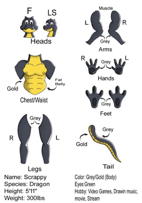 ScrappyDragon20's tweet image. Shout out to @LexsiDraws2 who made my oc character in a ref sheet it looks nice if anybody want some art commission go check her out