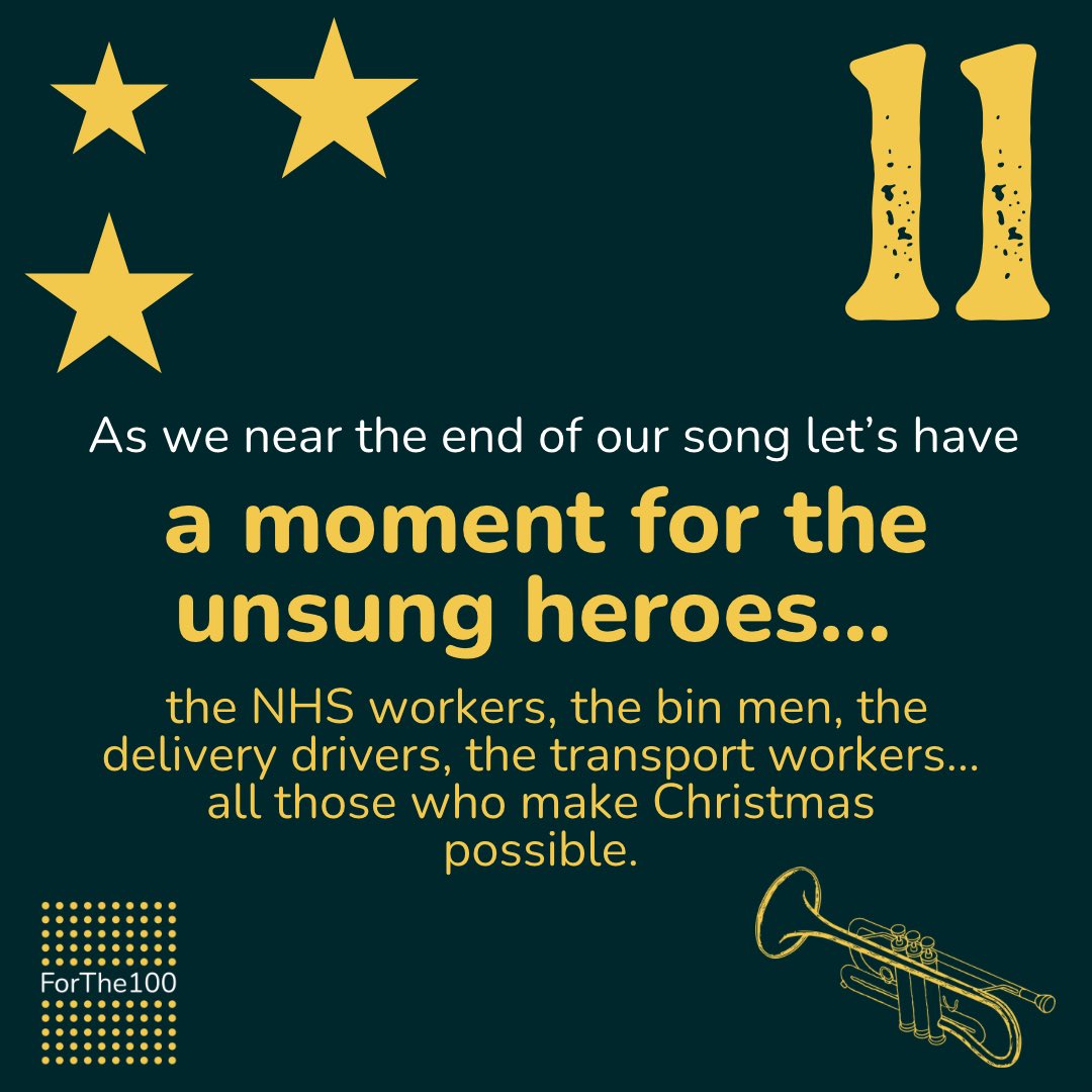 As we approach the end of our song and the end of the Christmas period, it’s time to take a moment of praise for the unsung heroes!! 

Next time you see someone who makes your daily life better, tell them and make sure to thank them ❤️💛 

#forthe100 #keyworkers #heroes #12asks