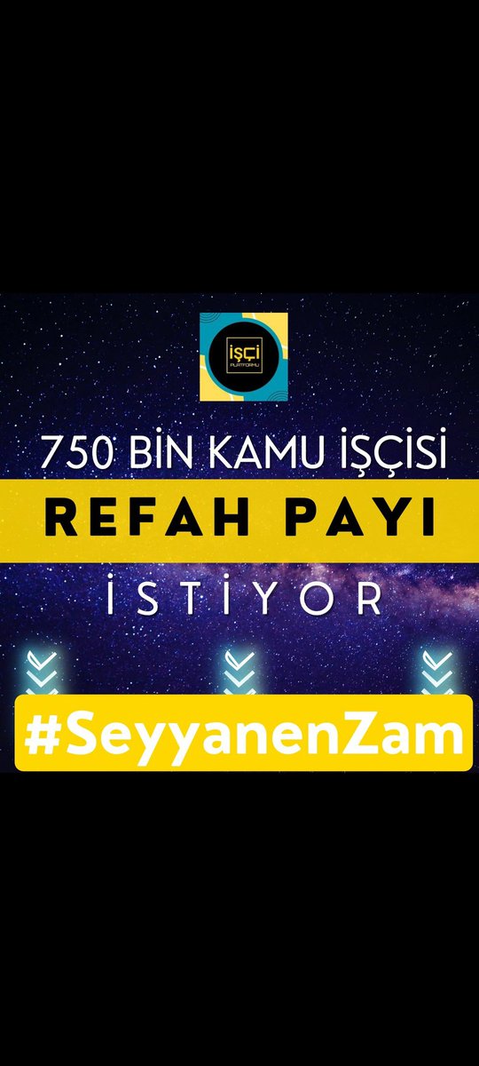 #SeyyanenZamKamu İşçisinin maaşı her gün eriyor. Ellere varda bize yok mu?
#SeyyanenZam istiyoruz. 
#kamuiscilerizamistiyor
#ekprotokol
#VergideAdalet
<a href="/turkiskonf/">TÜRK-İŞ</a> <a href="/Yolissendikasi/">YOL-İŞ Sendikası</a> <a href="/Akparti/">AK Parti</a> <a href="/csgbakanligi/">T.C. Çalışma ve Sosyal Güvenlik Bakanlığı</a> <a href="/vedatdemiroz/">Vedat Demiröz</a>
