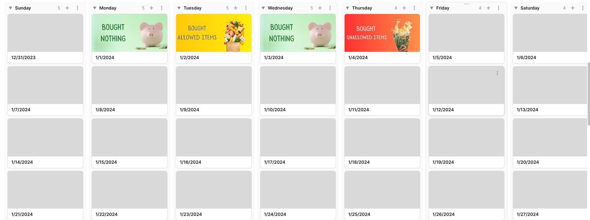 katystalcup's tweet photo. Anyone doing a no-buy or low-buy challenge in 2024? I wanted a visual tracker for both data (did I buy anything today) and motivations – made a template using @coda_hq. If you try it out, let me know if you have any feedback!
https://t.co/T7LjI6K4yO https://t.co/aN4d5Vbnzh