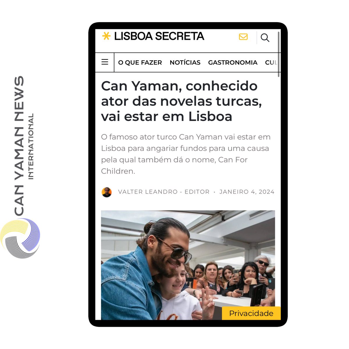 🇵🇹🗞️| #CanYaman, well-known actor from Turkish soap operas, will be in Lisbon

The famous Turkish actor Can Yaman will be in Lisbon to raise funds for a cause he also gives his name to, #CanYamanForChildren.

🇵🇹: Can Yaman, conhecido ator das novelas turcas, vai estar em Lisboa
O
