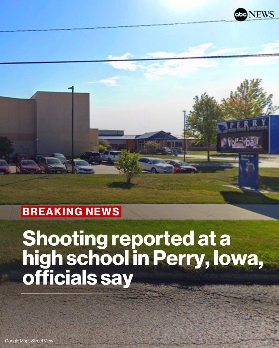 BREAKING: Shooting reported at a high school in Perry, Iowa, officials confirm.

Perry is located in the suburbs northwest of Des Moines.

Developing story: abcnews.go.com/US/shooting-re…