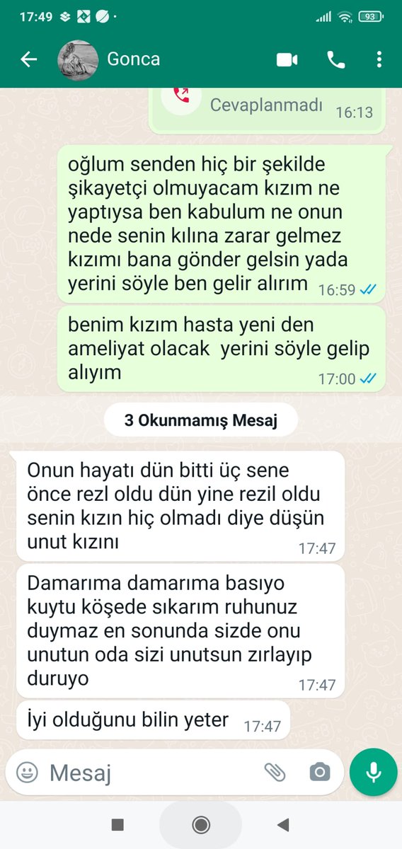 Tehdit mesajları atmaya devam ediyor. Acil yardım edin <a href="/adalet_bakanlik/">T.C. Adalet Bakanlığı</a> acil <a href="/feyzaltun/">Feyza Altun</a>