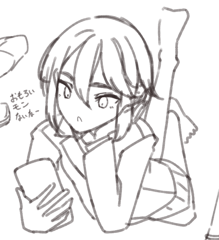 旅行で吹っ飛んだお絵描きのカンを取り戻すために落書きしてる 