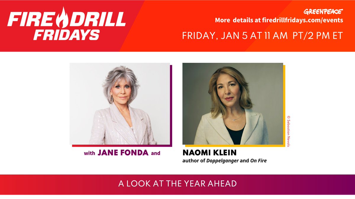 Firefighters, we’re LIVE for our *LAST* virtual show tomorrow, January 5 at 11am PT / 2pm ET. Learn how you can join forces with @janefonda and @greenpeaceusa in 2024 to gain key skills and take your activism to the next level. ✊🔥