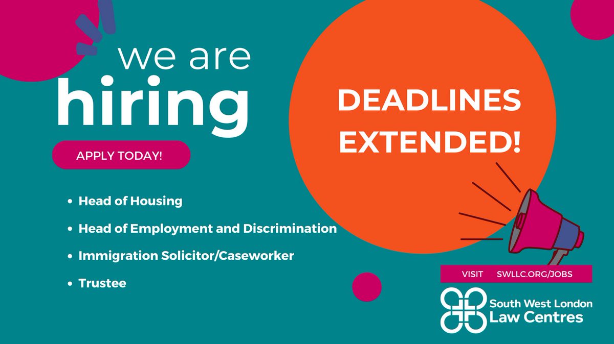 We are #hiring and have extended several of our deadlines for our #openpositions - please visit our website for more information to decide if this is a good fit for you or someone you know! SWLLC.ORG/JOBS