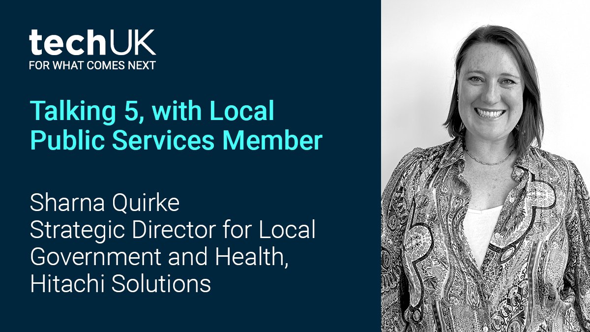 techUK's tweet photo. π If you missed it, for this month's 'Talking 5', we talked to Sharna Quirke, Hitachi Solutions & techUKβs Local Public Services Committee Chair, about how industry as a collective can help drive change.
π Read it here on techUK's website: https://t.co/mbkMKvfIin
#techUKLPS https://t.co/n0PxKShSnj