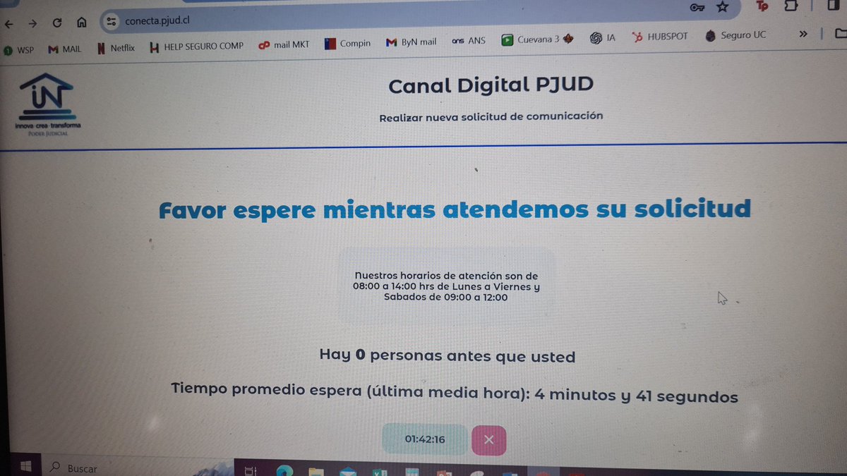 BeaTren1's tweet photo. @PJudicialChile aún esperando una atención que debería haber sido 6 minutos... según lo que indicaba al principio... llevo 2 horas y no hay nadie en la fila antes que yo!!! por fa trabajen!! https://t.co/olpd2Wxhc3