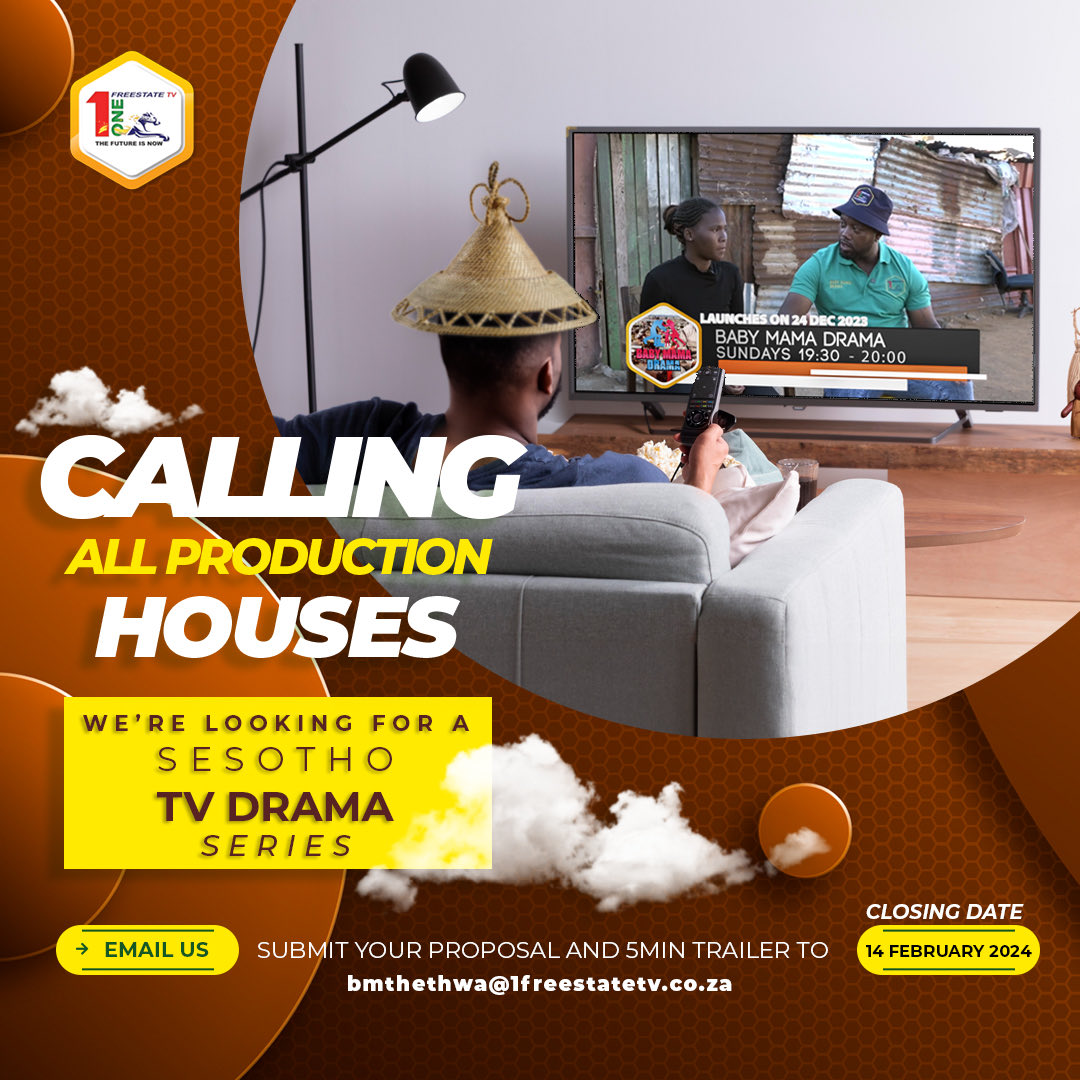 1Fstv's tweet photo. Calling all storytellers and visionaries! Submit your TV Drama proposal and 5 min trailer.

One Freestate TV 
Channel 264 Dstv
Channel 418 Starsat

 #tvdrama #storytelling #callforproposals #freestate #Drama #dstv #Elections2024 #Production https://t.co/Cu5LP9w6w6