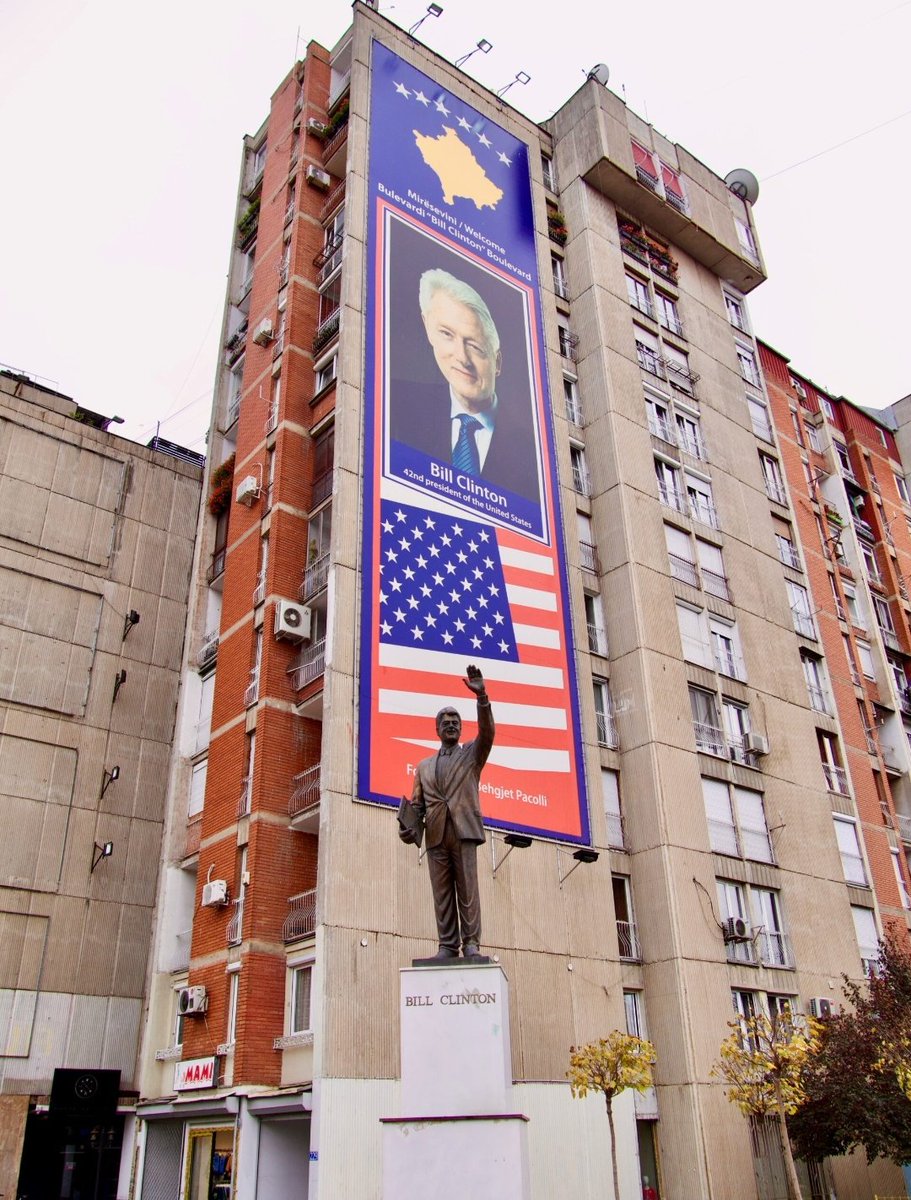 Pedophile Bill Clinton, responsible for bombing Serbia in 1999, mass murder, human organs trafficking, one of the main sponsors of the narco-terrorist fake country of 'Kosovo'.

The moment Serbia liberates our land, this monument will be demolished.