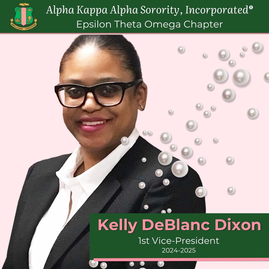 eto_aka's tweet photo. Congratulations to the newly-elected officers of Alpha Kappa Alpha Sorority, Inc., Epsilon Theta Omega Chapter. 

We are excited to work with 1st Vice-President, Kelly DeBlanc Dixon, and 2nd Vice President, Carlecia Roberts. 

#SoaringWithAKA #AKAETO #WeAreSouthCentral #AKA1908 https://t.co/og3DA6ziDG