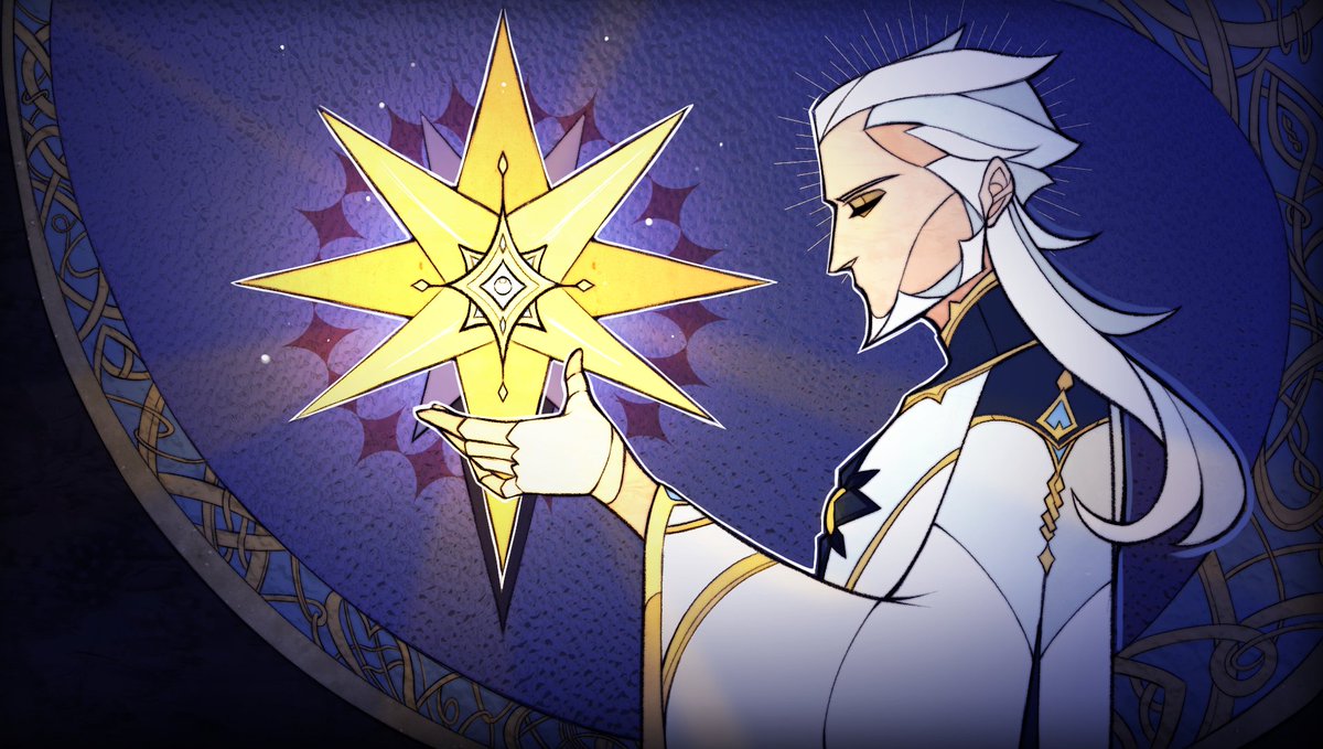 my first attempt at stained glass artstyle, I  can never get the saturation right between my tablet and the laptop screen..... but i dont think any of the colors are too off  #GenshinImpact #genshinimpactfanart  #pierro