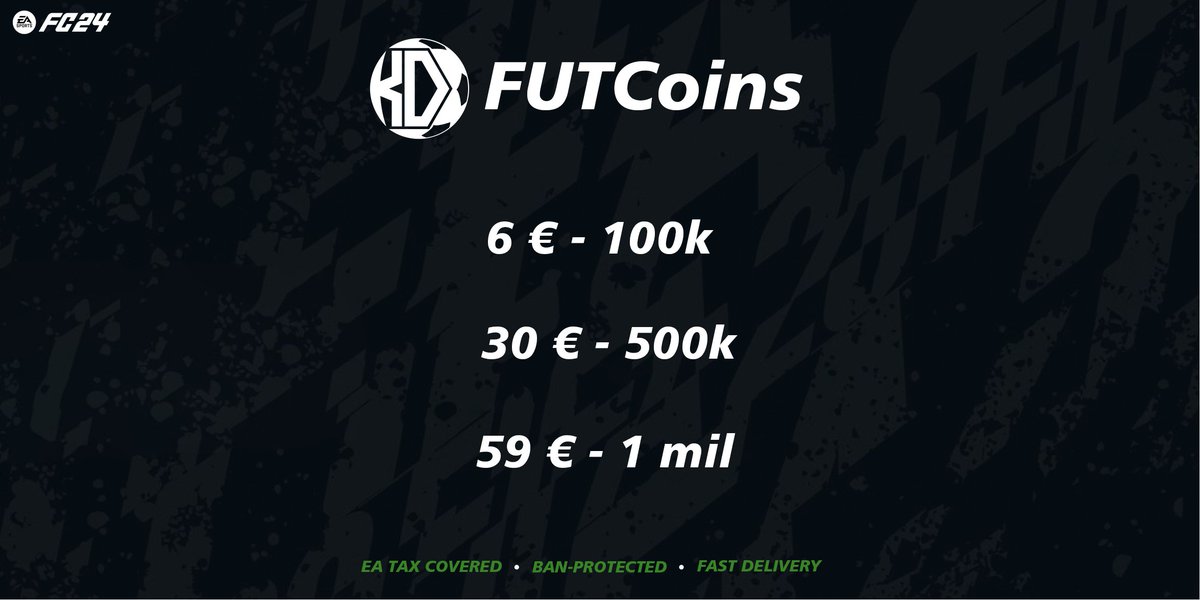 KDFutCoins's tweet photo. Best price guarantee - if you find cheaper, DM us 🤝
Grab your coins now ♥️🔥
~52£ / mil
~66$ / mil
Conversion rate will be a little diff. (PayPal, Skrill etc)
#EAFC #EAFC24 #FC24Coins #EAFCCOINS #EAFC24COINS #FCCOINS #WinterWildcard #winterwildcards https://t.co/kWF3AwMGwc