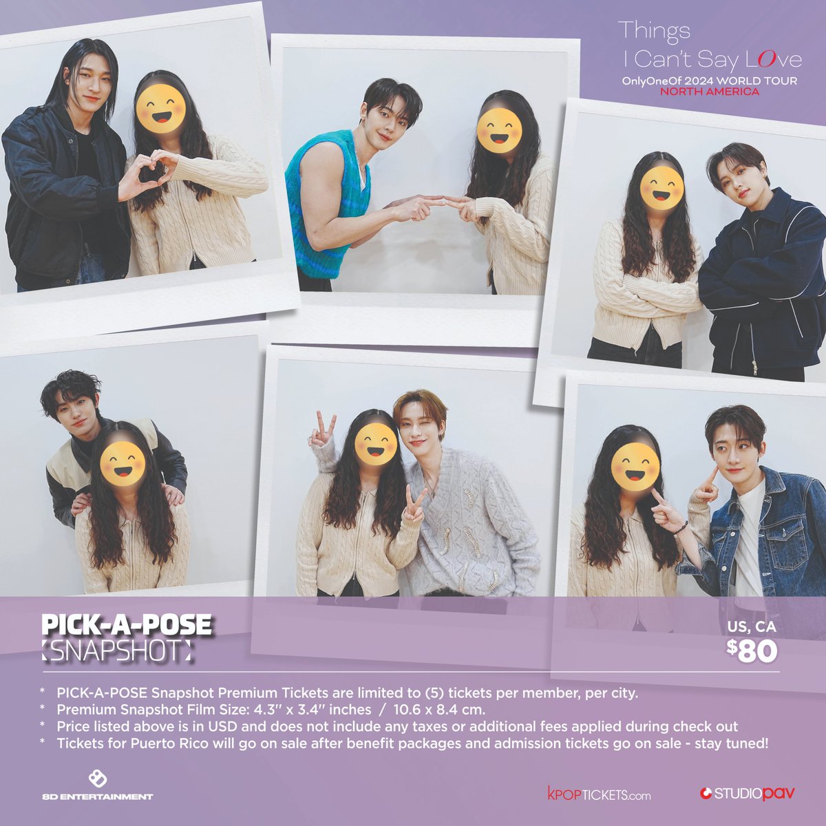 studio_pav's tweet photo. #lyOn, information about out ✨Pick-A-Pose Snapshot Session✨ is here! 🎞️

We will be selling PREMIUM Snapshot Tickets for ❤️OnlyOneOf 2024 World Tour – North America [Things I Can’t Say LOve]❤️ in North America!

Snapshot Tickets are ‼️EXTREMELY LIMITED‼️ and go on sale Saturday, January 6 at 2PM Venue's Local Time at 🔗https://t.co/tYR7rRo57L!

Puerto Rico – your snapshot tickets will go on sale at a later date so please stay tuned!

#OnlyOneOf #온리원오브 #OOOWorldTour2024 #OnlyOneOfWorldTour2024 #ThingsICantSayLOve