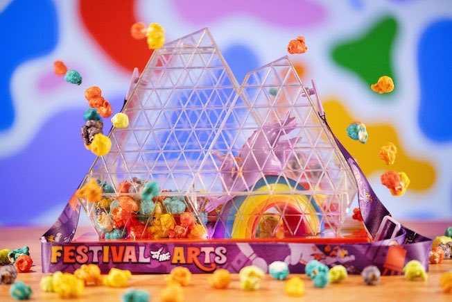 ScottGustin's tweet image. NEW: The EPCOT International Festival of the Arts gets a new popcorn bucket: The ‘Figment Premium Popcorn Bucket with Rainbow Popcorn.’ Wow.