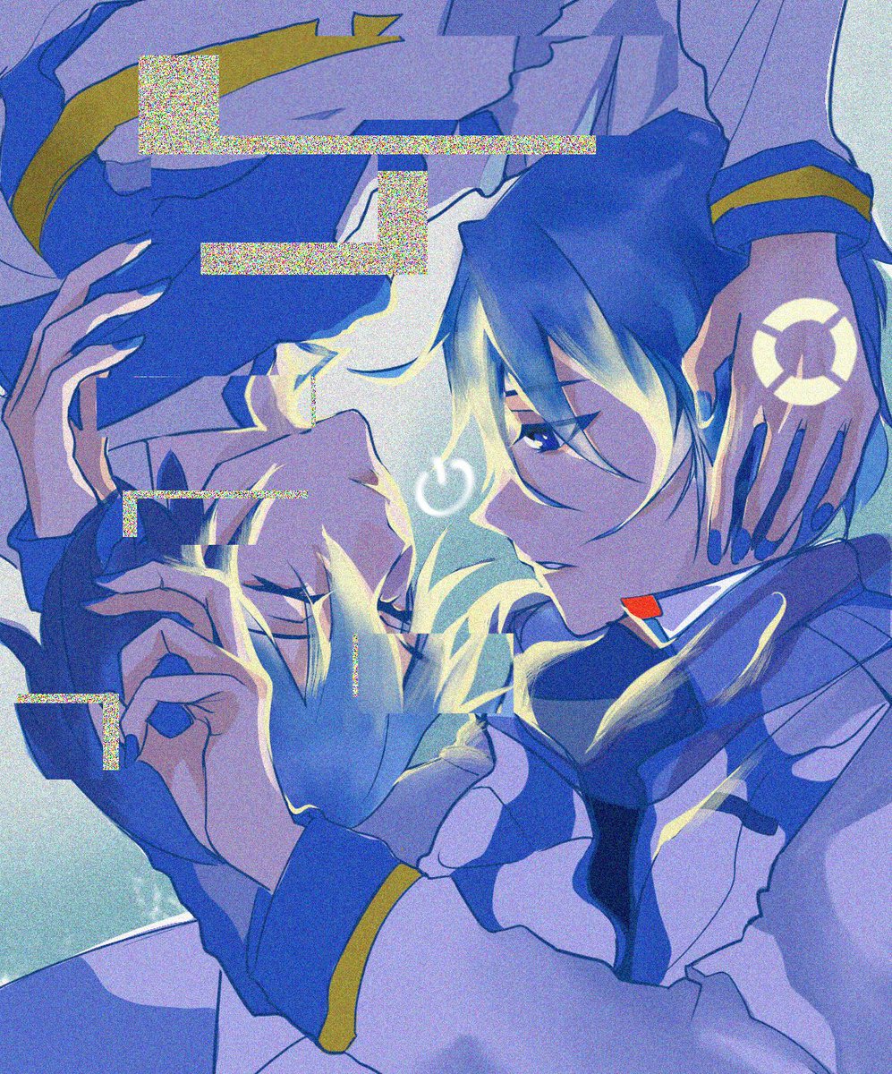 kaito (vocaloid) multiple boys 2boys scarf blue hair male focus blue scarf blue nails  illustration images