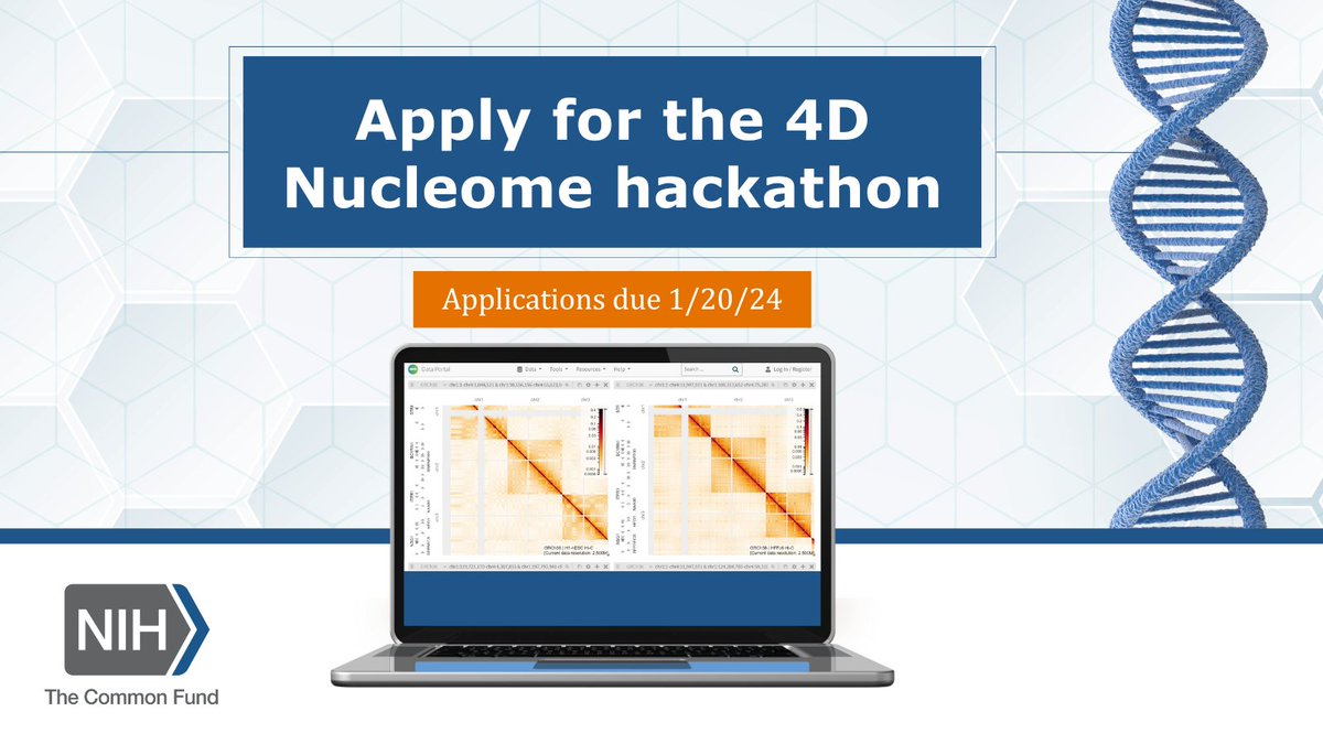 Don't worry if you missed the early deadline for the @4dnucleome #hackathon: applications will be accepted through 1/20. Apply now to join a team and discover more about DNA organization and function. hack4dnucleome.github.io