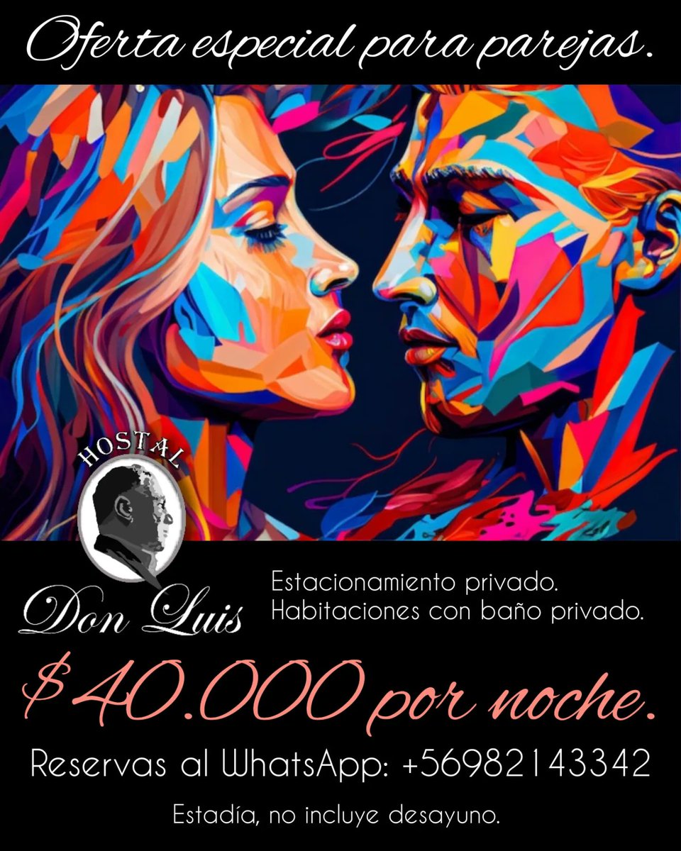 hostaldonluis's tweet photo. Oferta especial para parejas! En #SanJosedelaMariquina #SJMQ #RegiondelosRios #losrios #Chile. Sólo $40.000 por noche. Reservas al número de WhatsApp +56982143342 https://t.co/BWnUKeKIV6