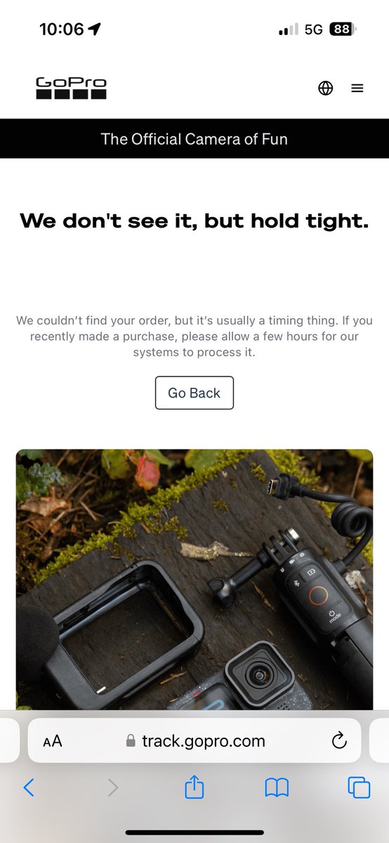 CrazyCanuk1's tweet photo. @GoPro How long does it take to ship an order? Ordered Dec31st. I keep checking on the status and I keep getting check back in a few hours but it has been days and no update. When ordered, Said delivery date Jan 5th. https://t.co/0FOHws4zWz