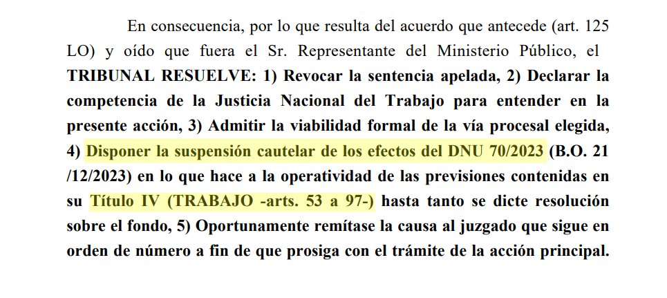 🔴 #URGENTE | Otro revés judicial para Javier Milei

La Cámara de Apelaciones del Trabajo aceptó el amparo pedido por la CTA y suspendió la reforma laboral establecida en el DNU 70/2023

🚨 Se suma al fallo conseguido por la CGT