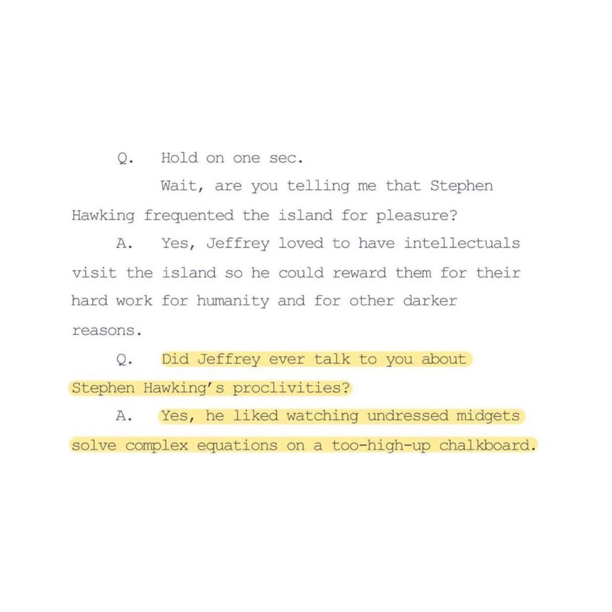 PresidentToguro's tweet photo. Stephen hawking was on epstein island gooning to math equations https://t.co/jDuXRNWkYc