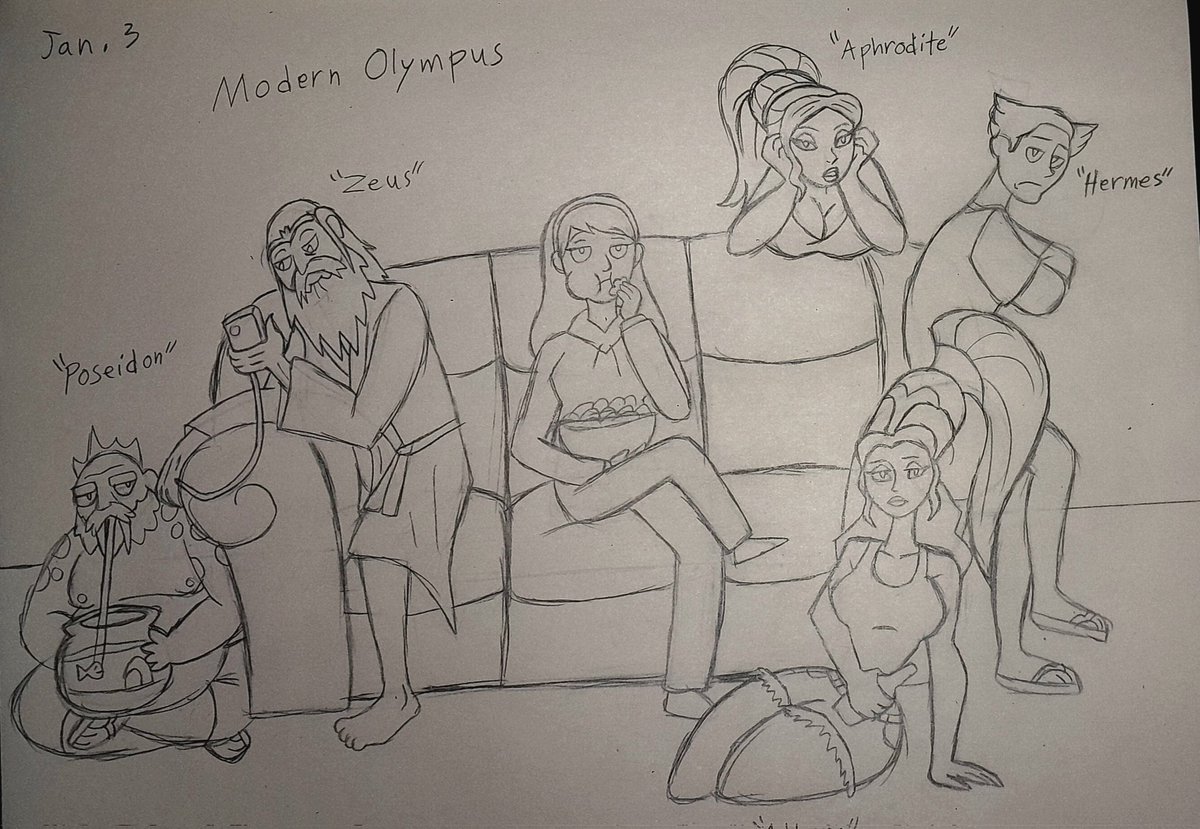 Quintonhale6's tweet image. Random cartoon concept; Modern Olympus. #GreekMythology #randomidea #Zeus #athena #hermes #poseidon #aphrodite #cartoonpitch