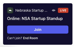 Nebraska Startup Academy (@ne_startacademy) on Twitter photo If you missed us during Startup Standup today we'll be back next Thursday!
Not a member of the <a href="/NE_StartAcademy/">Nebraska Startup Academy</a> academy platform?
Sign up: go.nestartupacademy.org If you missed us during Startup Standup today we'll be back next Thursday!
Not a member of the <a href="/NE_StartAcademy/">Nebraska Startup Academy</a> academy platform?
Sign up: go.nestartupacademy.org