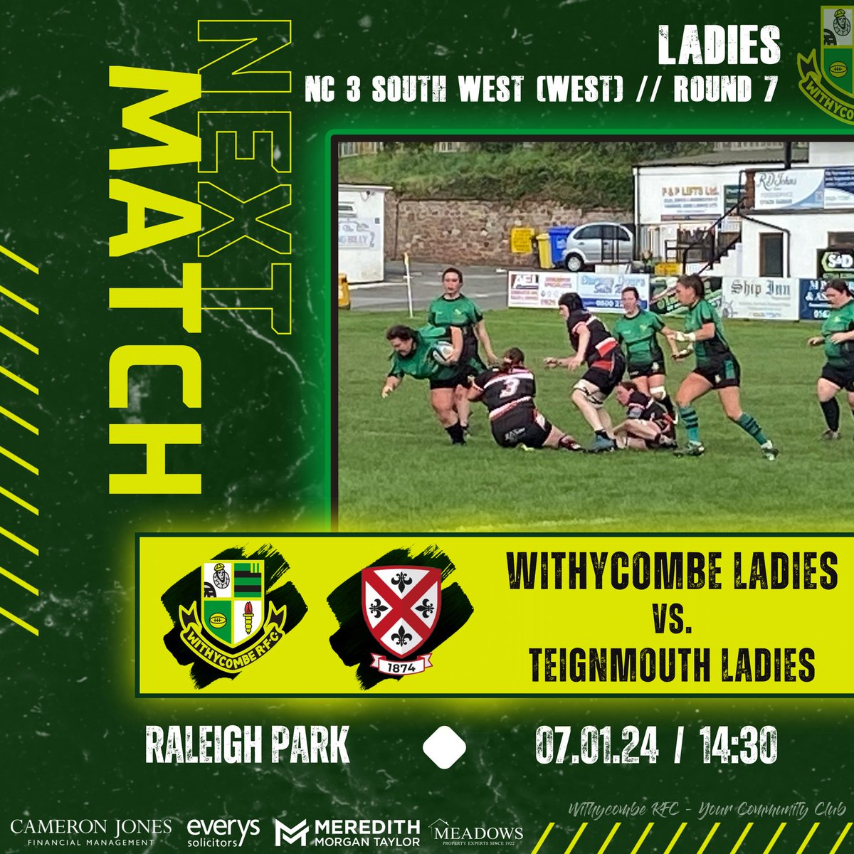 WithycombeRFC's tweet photo. This Sunday, the Ladies are back in action as they welcome Teignmouth Ladies to Raleigh Park. Kick off is at 2:30pm
We hope to see you there!

#LadiesRugby #WithyLadies #Withies #UpTheWithy #WomensRugby #DevonRugby #GreenAndBlack #YourCommunityClub #GrassrootsRugby

@swsportsnews https://t.co/tGscPgbgVD