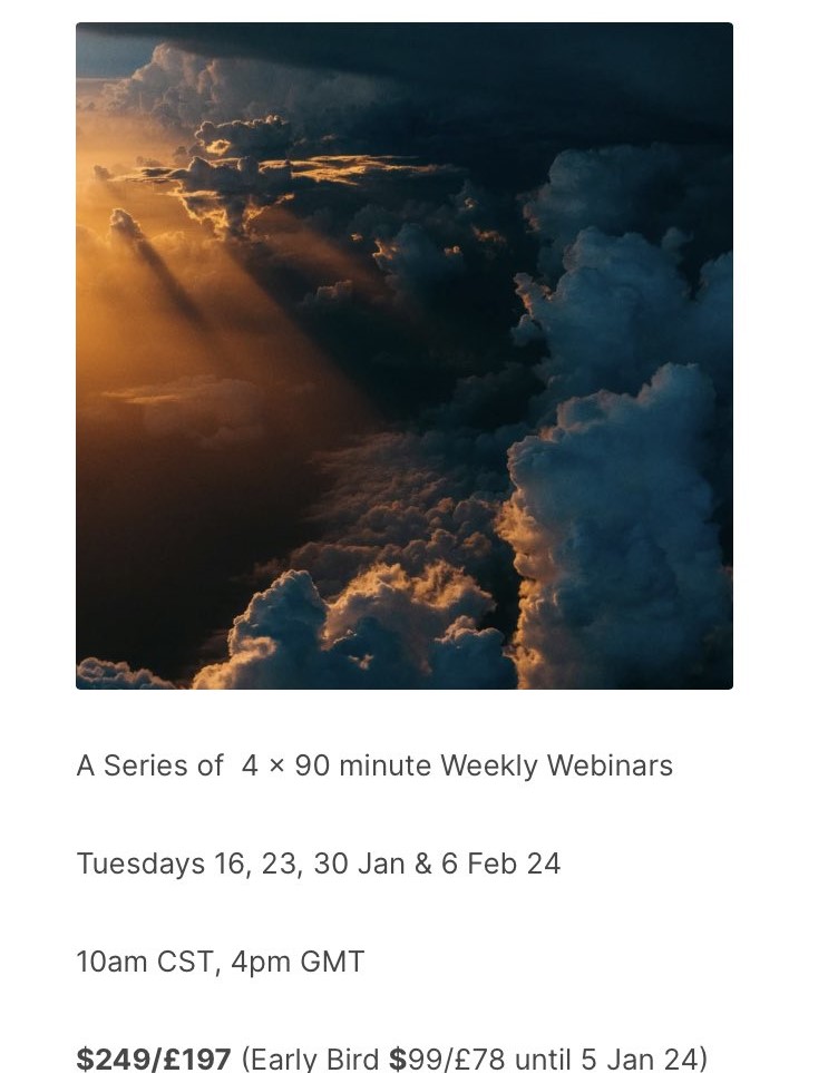 Last Chance! Book now for a fantastic early bird discount -only £78 for 4 webinars- offer avail till 5 Jan!
In our 1st series of weekly webinars of 2024 Mavis &amp; I are looking at the possibility of finding Peace, Clarity &amp; Wisdom. 

#peace #clarity #Wisdom 
christianmcneill.co.uk/upcoming-event…